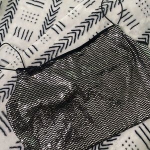 Sequin Crop Top - Silver and Black